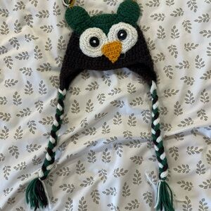 Crochet Owl Hat with Braids